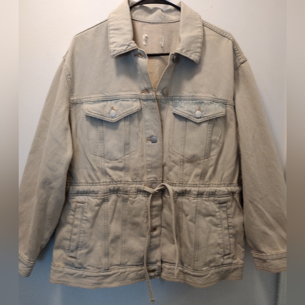 Beige Drawstring Utility Jacket - Women